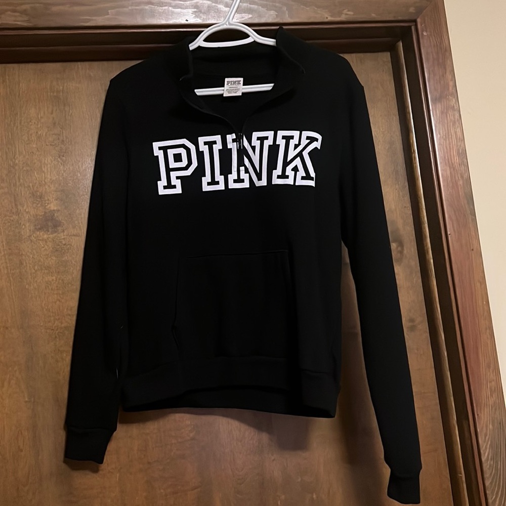 VS Pink 1/4 zip sweatshirt Large black